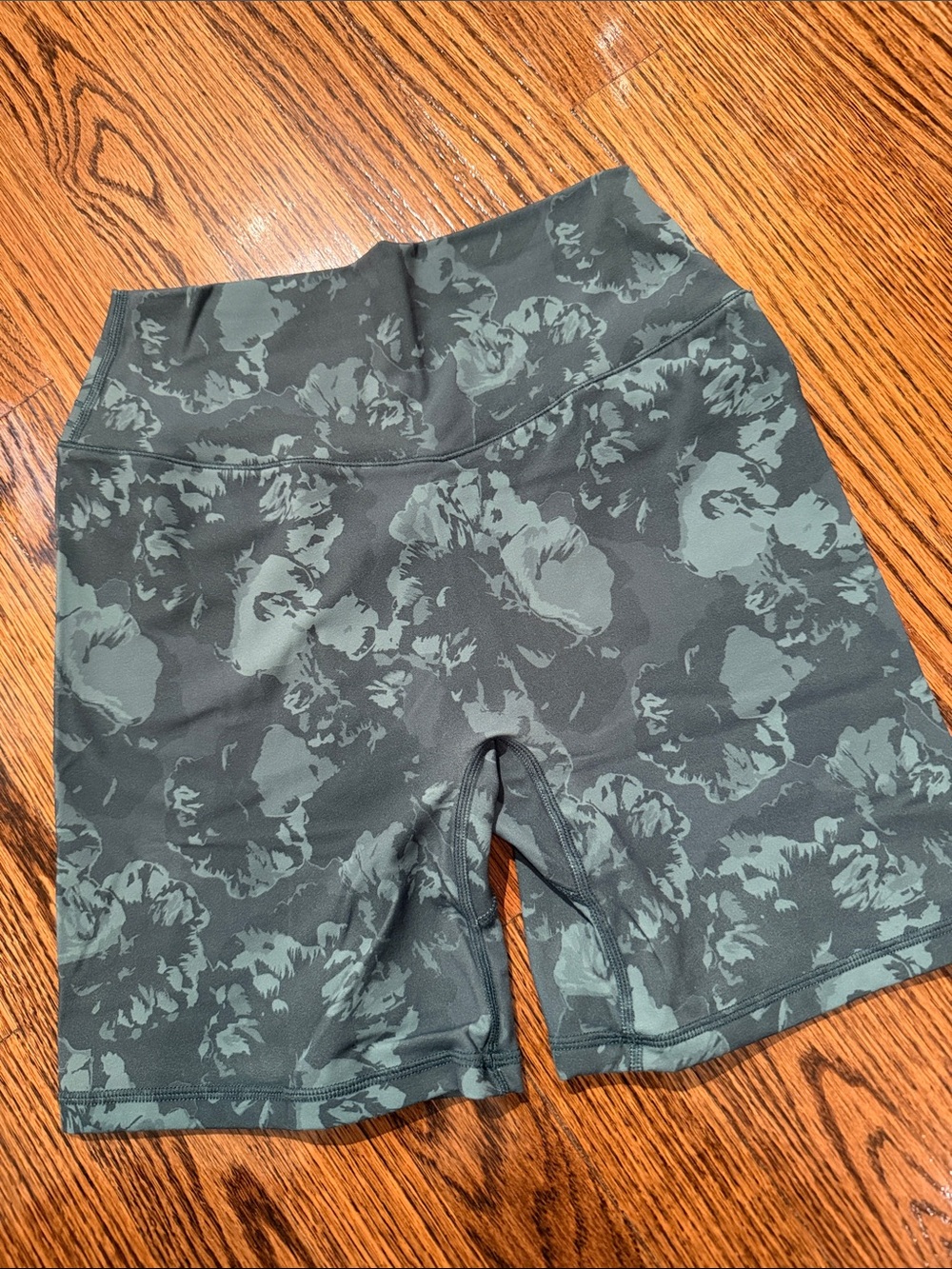 BuffBunny Olive Floral High-Waist Bike Shorts